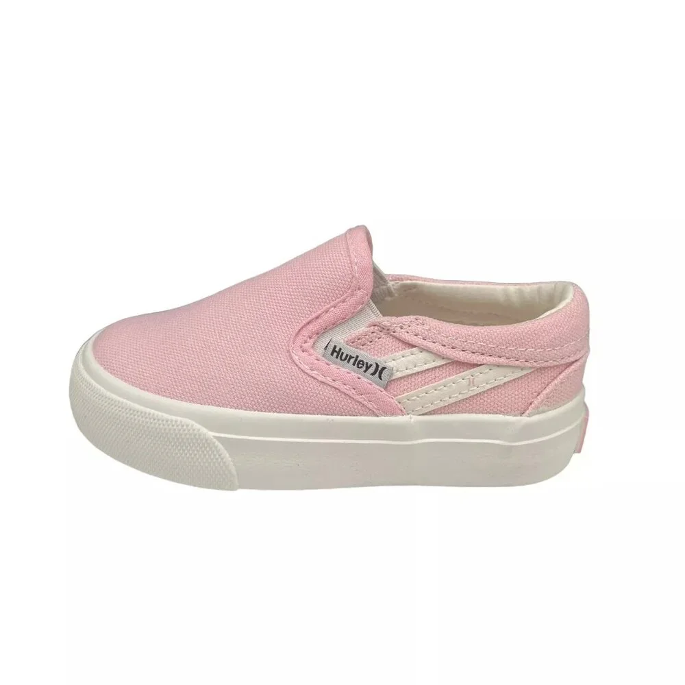 Hurley Toddler Girls Casual‎ Slip-on Shoes Size 7 Light Pink White Canva Upper